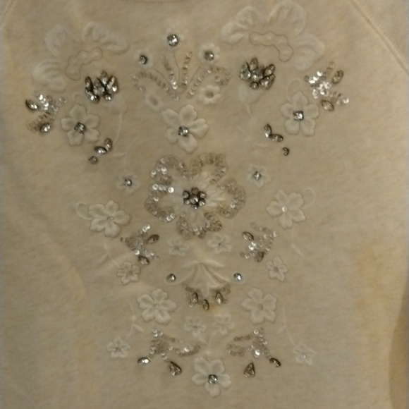 Abercrombie & Fitch Oatmeal color embellished sweatshirt, size medium - Picture 2 of 8